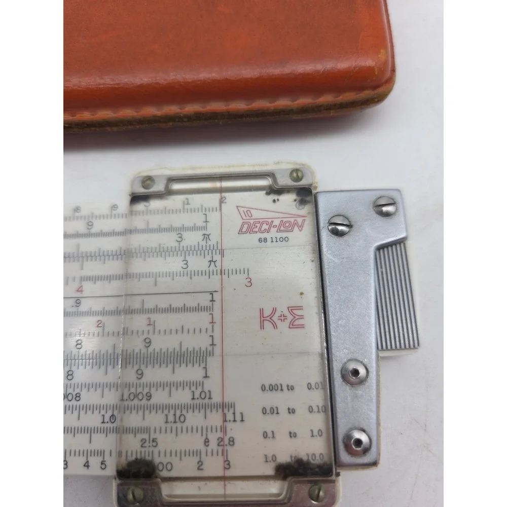 Keuffel & Esser K&E Deci-Lon 10 Slide Rule 68 1100 Leather Case USA Vintage
